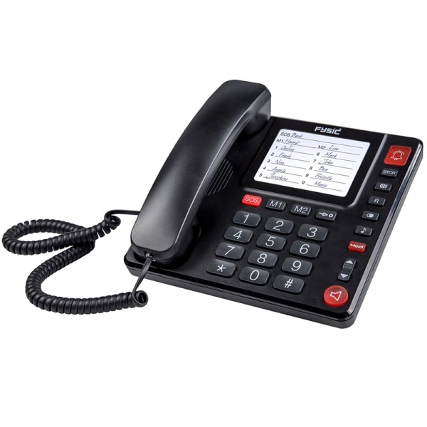 Fysic FX-3920 Ενσύρματο Τηλέφωνο Γραφείου με Μεγάλα Πλήκτρα & SOS Μαύρο