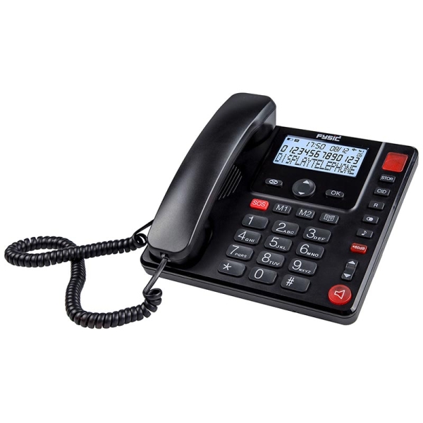 Fysic FX-3940 Ενσύρματο Τηλέφωνο για Ηλικιωμένους με Μεγάλα Πλήκτρα Μαύρο