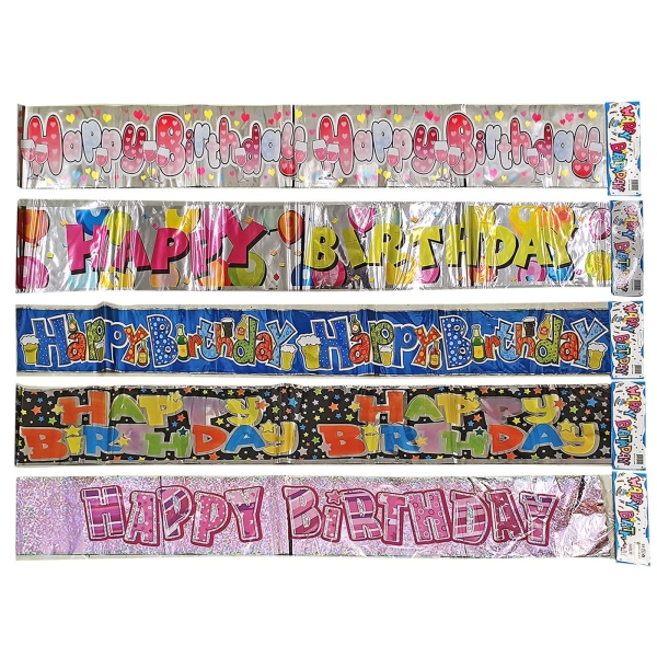 Happy Birthday Μεταλλιζέ 180x12cm Homie 3726 - 1 τμχ