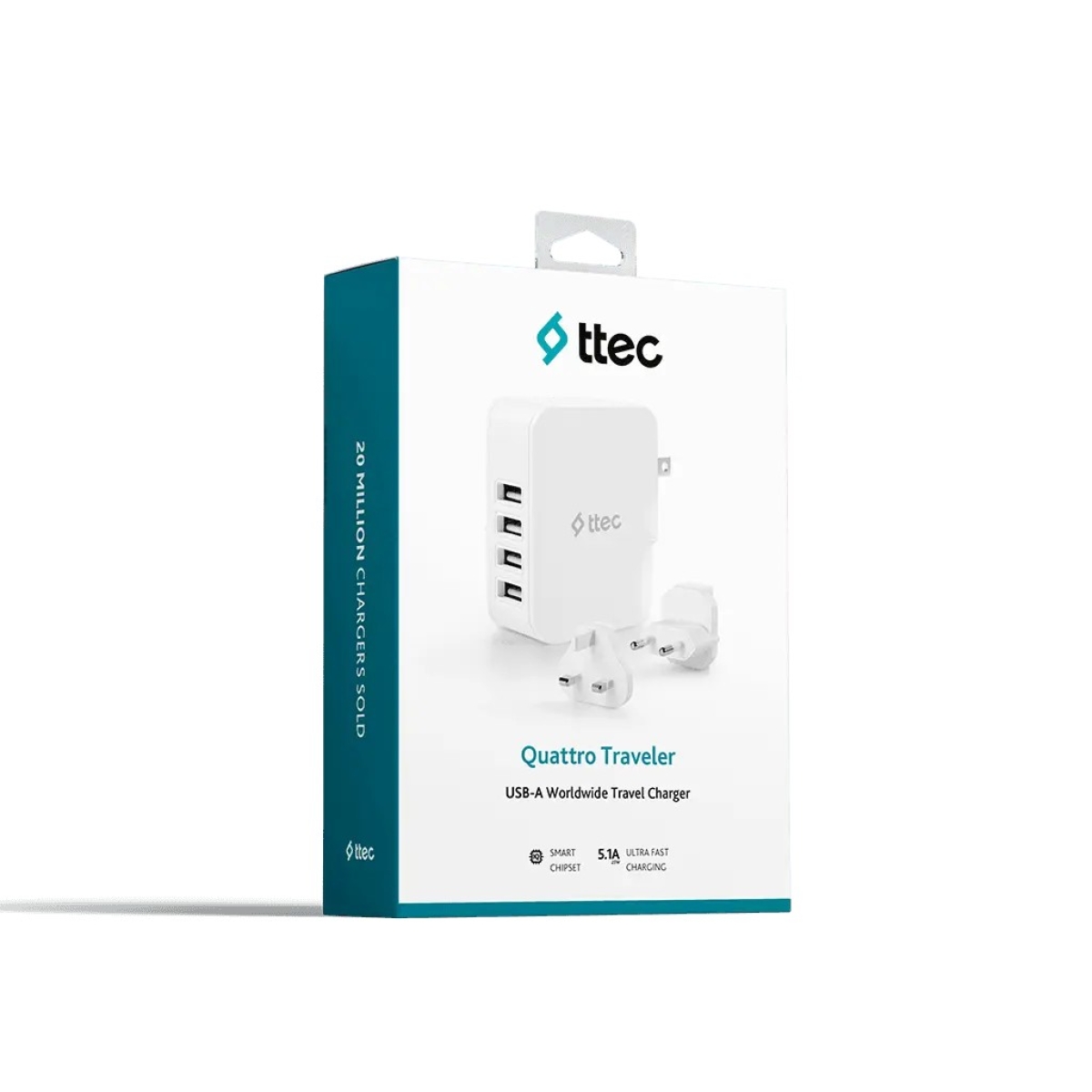 ttec Quattro™ Ταχυφορτιστής 4 θέσεων, 5.1A / 25W με EU-UK Αντάπτορα - Image 4
