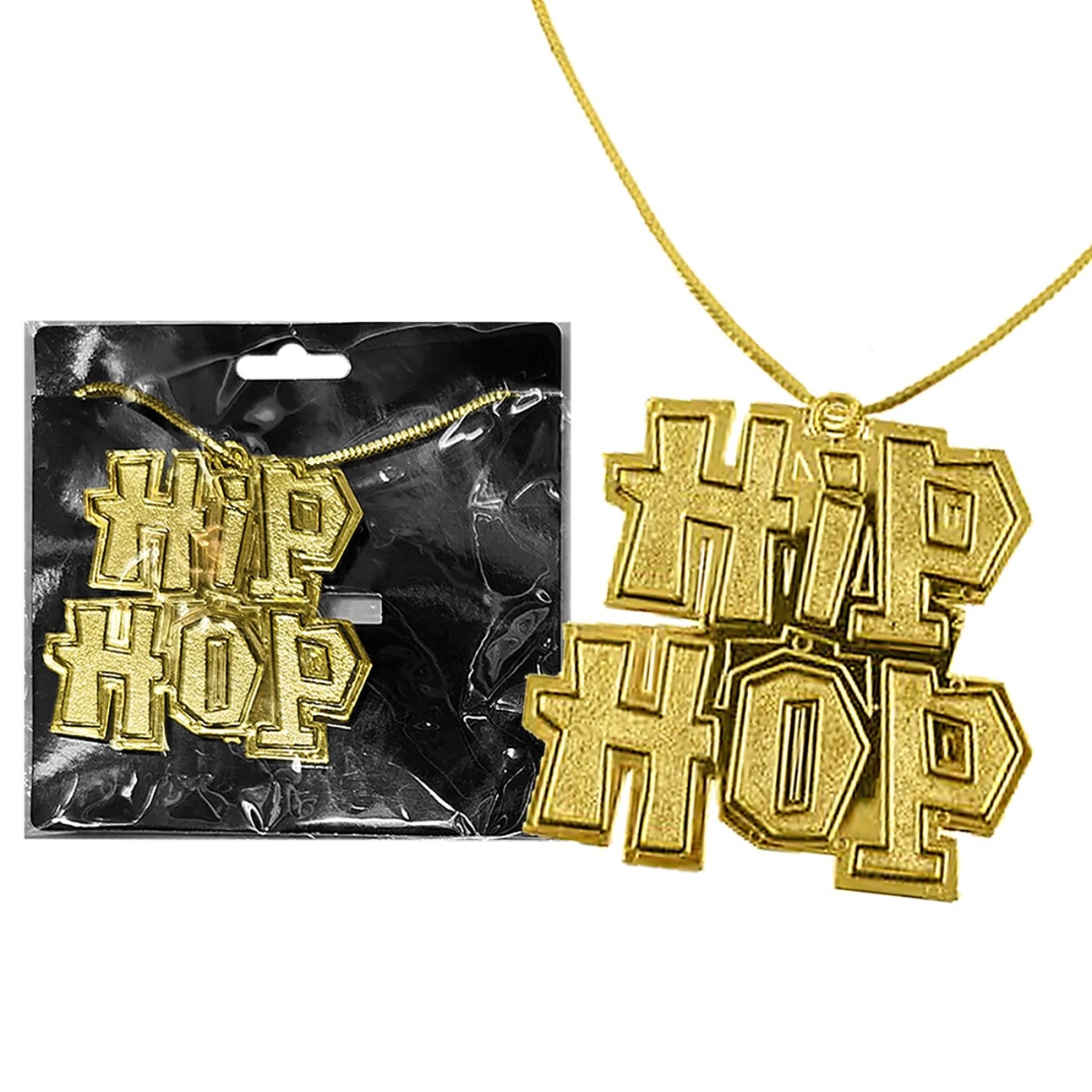 Κολιέ Χρυσό Hip-Hop 14x14cm Carnavalista 232692 - 1 τμχ - Image 2