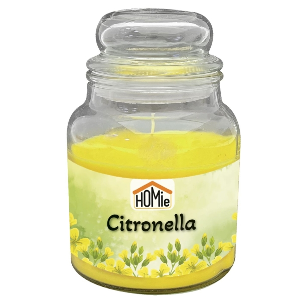 Κερί Σιτρονέλα σε Βάζο με Καπάκι Μεγάλο 50h 311gr net 14,5x11cm Homie 57469 - 1 τμχ