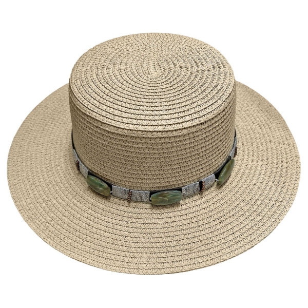 Καπέλο Ψαθόχαρτο Αυστηρές Γωνίες, Πετράδια ø34cm SummerTiempo 623352 - 1 τμχ