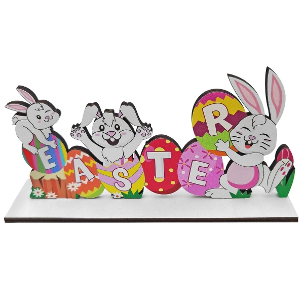Ξύλινο Happy Easter με Τρεις Λαγούς 22x10cm Bunny's 932203 - 1 τμχ