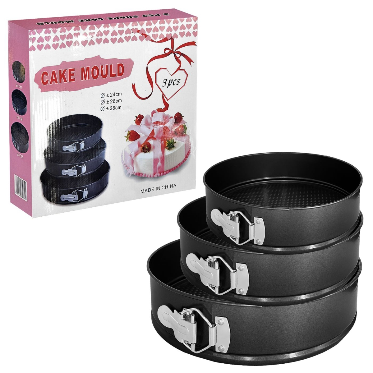 Φόρμες Ζαχαροπλαστικής Έλασμα σετ=3 τεμ ø=28/26/24cm Homie 100330 - 1 τμχ - Image 2