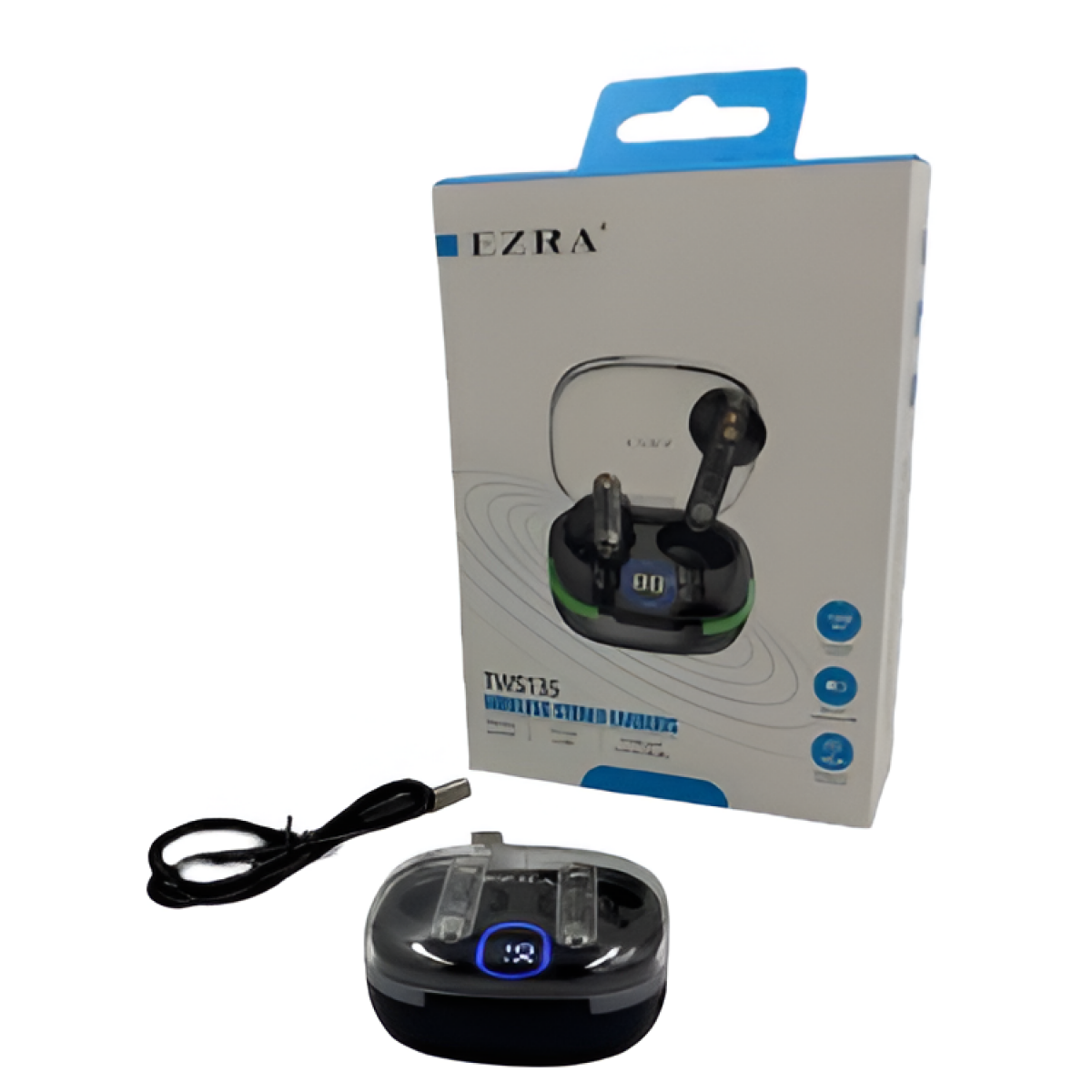 Ασύρματα Ακουστικά Bluetooth Με Θήκη Φόρτισης & LED Οθόνη EZRA TWS135 - Image 3