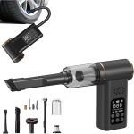 Ασύρματη Φορητή Αντλία Αέρα & Ηλεκτρική Σκούπα Αυτοκινήτου 5 Σε 1 Με Ψηφιακό Μανόμετρο Και LED HB-805