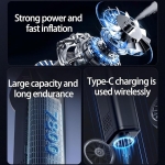 Ασύρματη Φορητή Αντλία Αέρα & Ηλεκτρική Σκούπα Αυτοκινήτου 5 Σε 1 Με Ψηφιακό Μανόμετρο Και LED HB-805 - Image 4