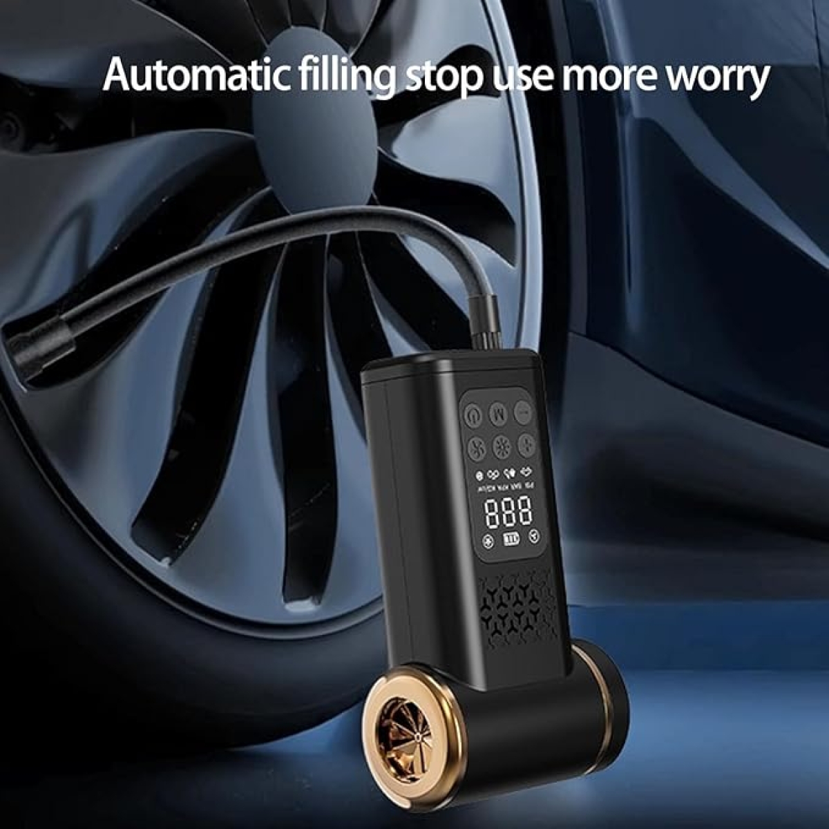 Ασύρματη Φορητή Αντλία Αέρα & Ηλεκτρική Σκούπα Αυτοκινήτου 5 Σε 1 Με Ψηφιακό Μανόμετρο Και LED HB-805 - Image 5
