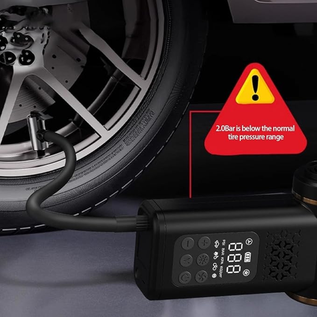 Ασύρματη Φορητή Αντλία Αέρα & Ηλεκτρική Σκούπα Αυτοκινήτου 5 Σε 1 Με Ψηφιακό Μανόμετρο Και LED HB-805 - Image 6
