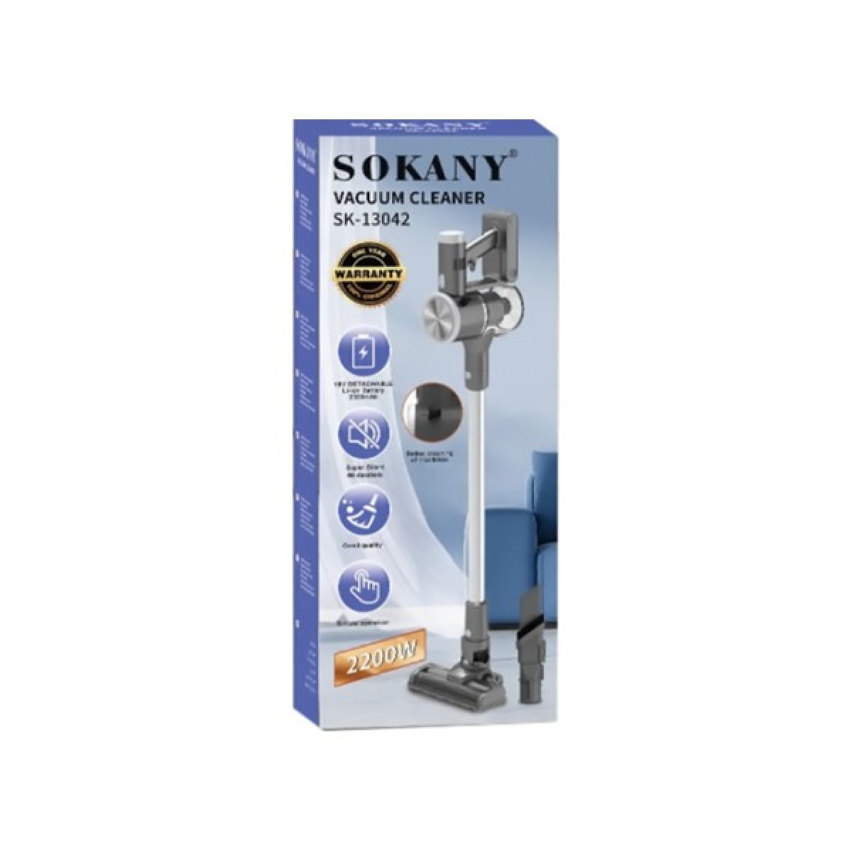 Ασύρματη Ηλεκτρική Σκούπα Stick 2200W Με HEPA Φίλτρο Sokany SK-13042 - Image 2