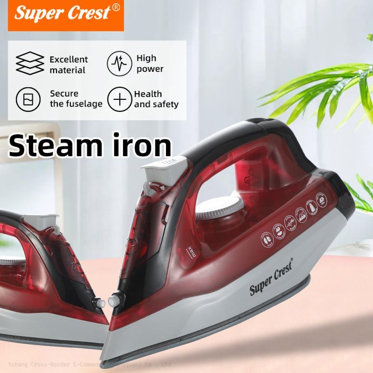 Ατμοσίδερο 2200W Με Κεραμική Πλάκα Κόκκινο Super Crest SL-2658 - Image 2