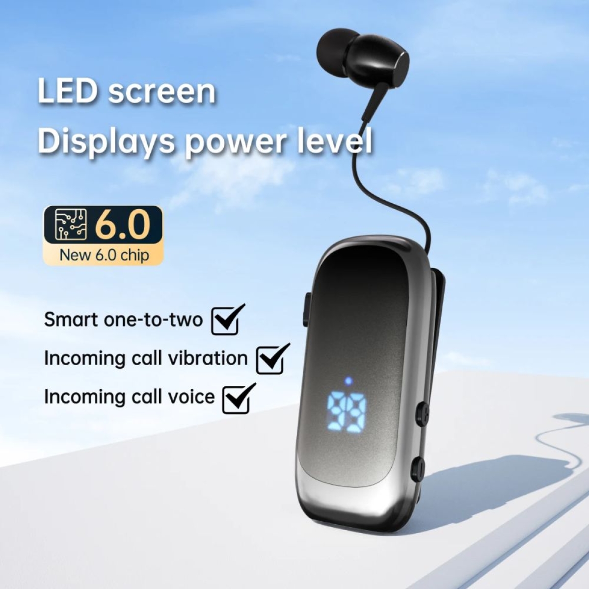 Bluetooth Hands-free Clip-On Headset V6.0 με LED Ένδειξη & Μείωση Θορύβου K88 Pro – Μαύρο