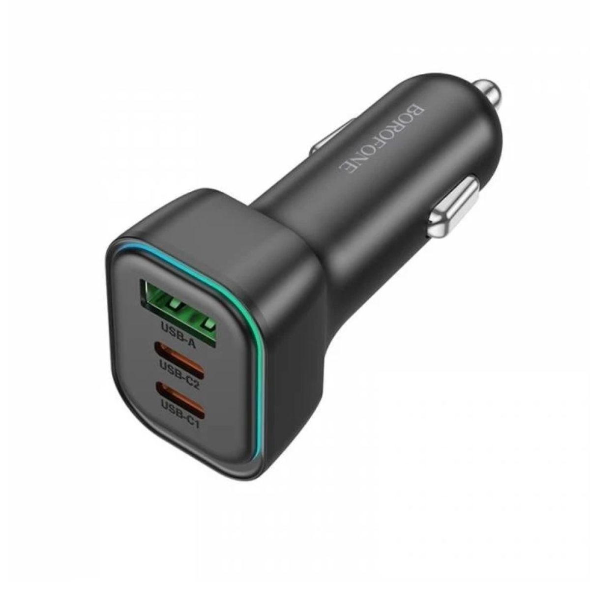 Borofone Φορτιστής Αυτοκινήτου 60W 3A Γρήγορης Φόρτισης με Θύρες 1xUSB 2xType-C σε Μαύρο Χρώμα