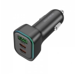 Borofone Φορτιστής Αυτοκινήτου 60W 3A Γρήγορης Φόρτισης με Θύρες 1xUSB 2xType-C σε Μαύρο Χρώμα