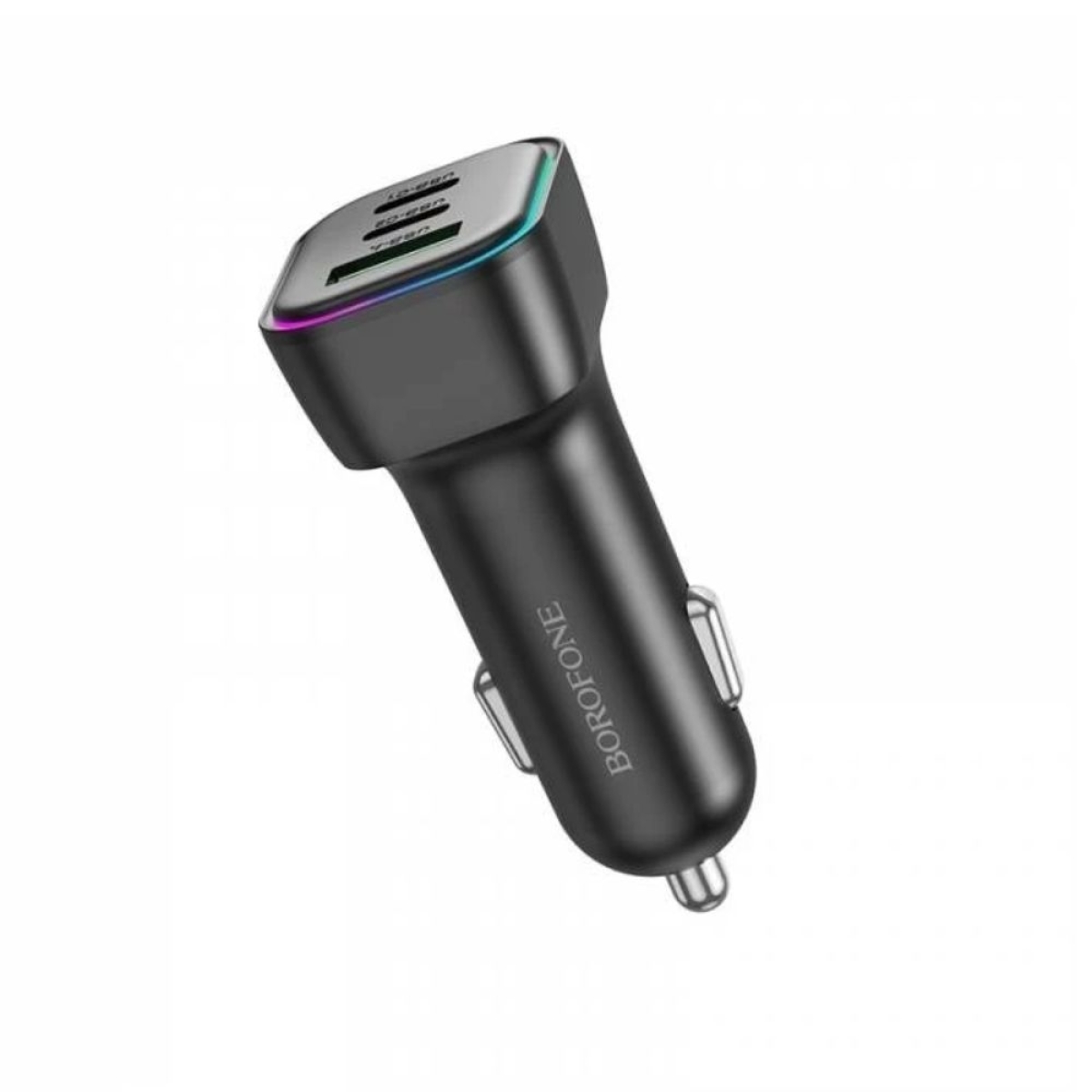 Borofone Φορτιστής Αυτοκινήτου 60W 3A Γρήγορης Φόρτισης με Θύρες 1xUSB 2xType-C σε Μαύρο Χρώμα