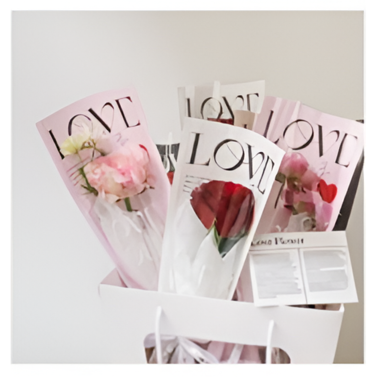 Χάρτινο Περιτύλιγμα Σετ 20τμχ για Μπουκέτο Λουλουδιών LOVE 40x14cm 88201 - Image 2