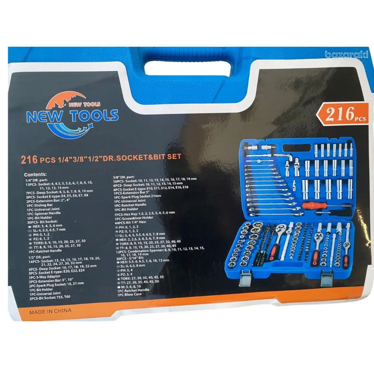 Επαγγελματικό Σετ Καρυδάκια & Κατσαβιδόμυτες – 216 τμχ (1/4”, 3/8”, 1/2” DR)