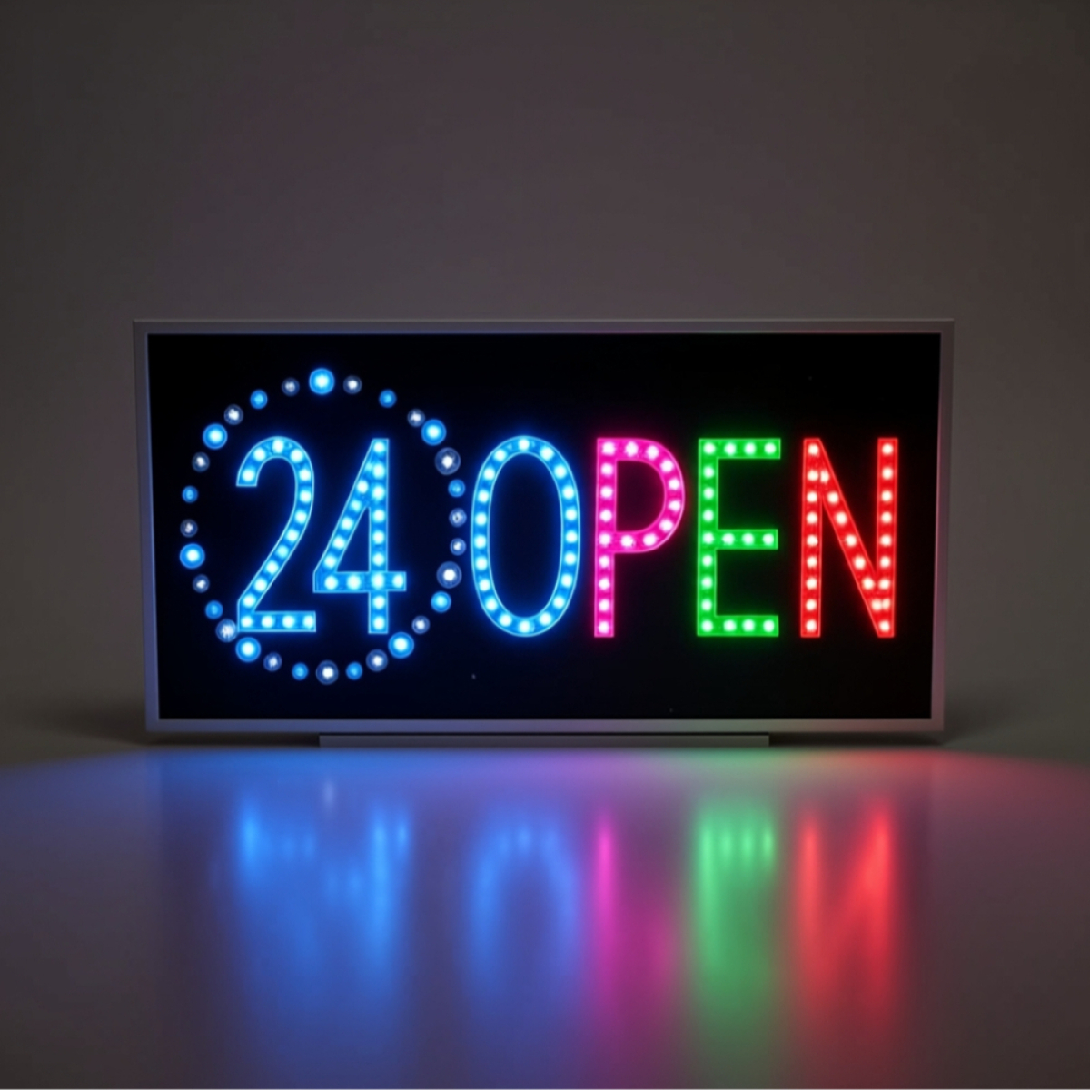Επιγραφή LED 24H OPEN Πολύχρωμη