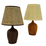 Eπιτραπέζιο Διακοσμητικό Φωτιστικό Με Αμπαζούρ Και Όψη Ξύλου