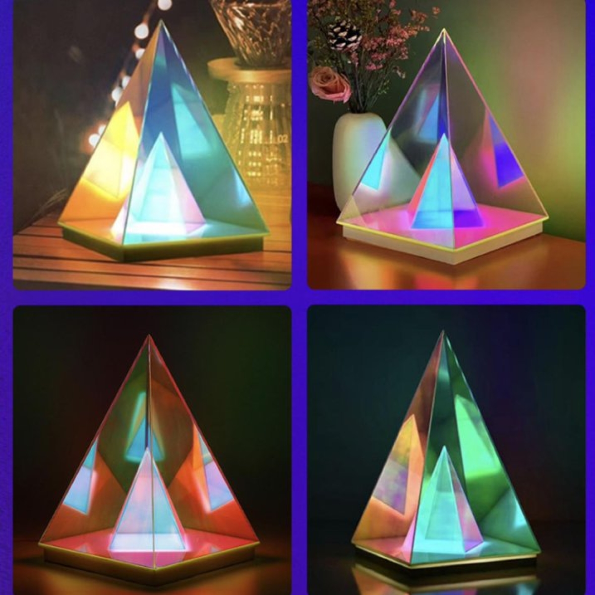Επιτραπέζιο Φωτιστικό 3D Πυραμίδα LED με Πολύχρωμο RGB Φωτισμό 28702 - Image 5