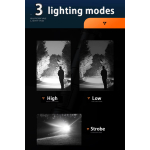 Φακός LED 10W Επαναφορτιζόμενος Με Μπαταρία 1200mAh Aerbes AB-Z1174 - Image 4