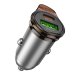 Φορτιστής Αυτοκινήτου Hoco NZ16A USB-C PD 25W + USB-A QC 18W Metal Gray