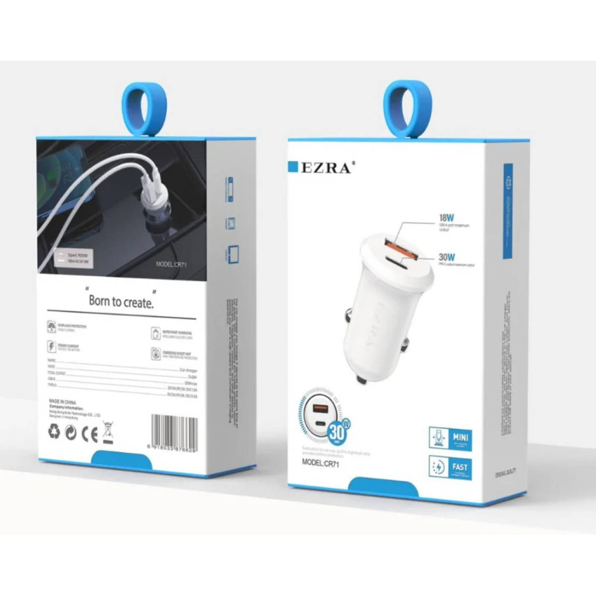 Φορτιστής Αναπτήρα Αυτοκινήτου 18W Με USB-A Και USB-C EZRA CR72