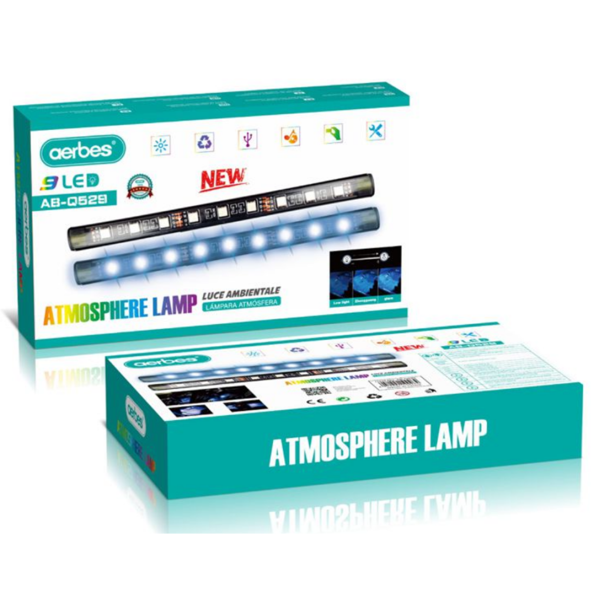 Φωτισμός Εσωτερικού Χώρου Αυτοκινήτου 9LED RGB Σετ 4 Τεμάχια 6W 12V Aerbes AB-Q529 - Image 7