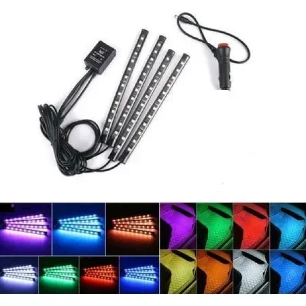 Φωτισμός Εσωτερικού Χώρου Αυτοκινήτου 9LED RGB Σετ 4 Τεμάχια 6W 12V Aerbes AB-Q529