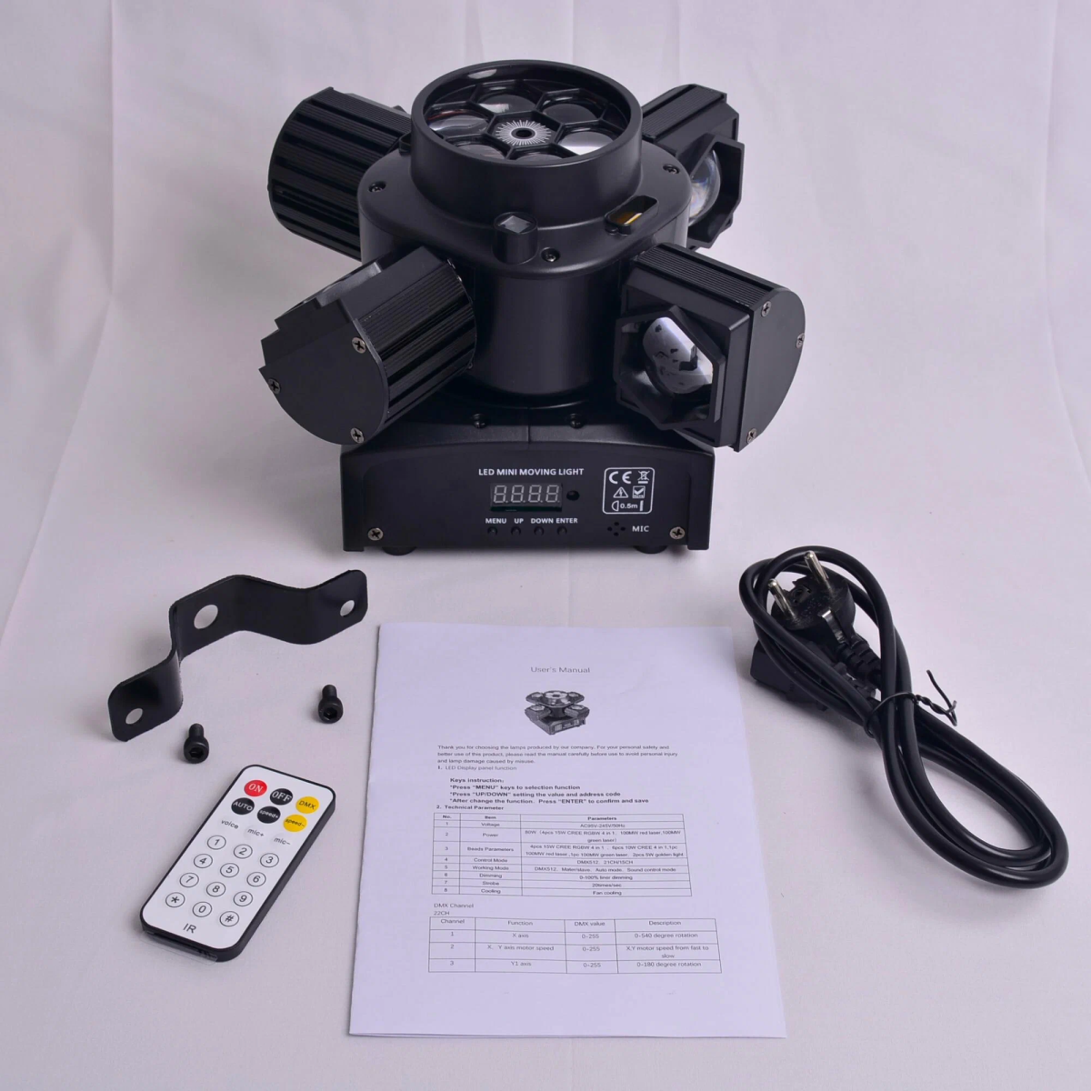Φωτορυθμικό LED με Ρομποτική Κεφαλή RGB Multi-Effects με Τηλεχειριστήριο - Image 9
