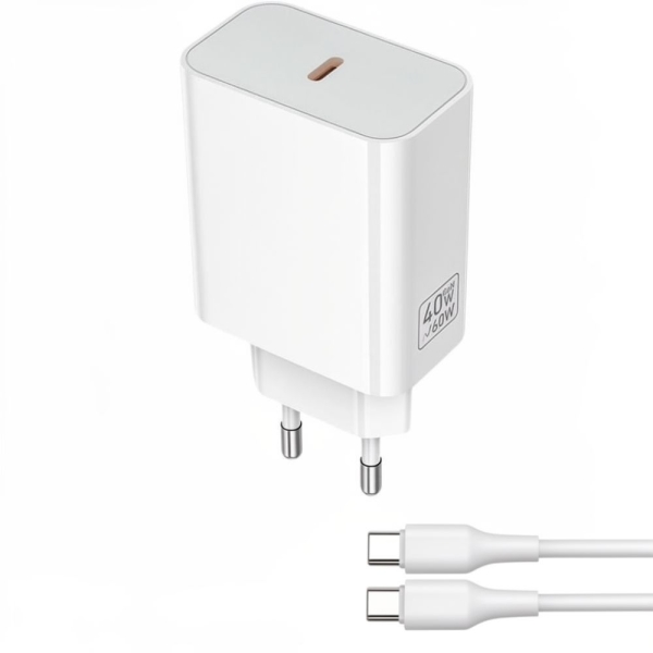 HOCO C162A Φορτιστής Τοίχου USB-C 40W PD με Γρήγορη Φόρτιση & Καλώδιο Type-C – Λευκό