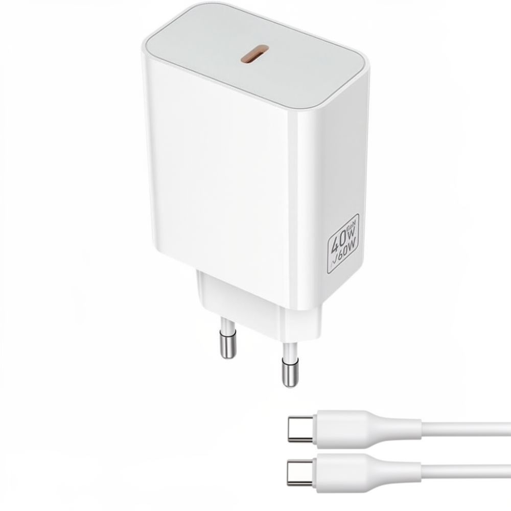 HOCO C162A Φορτιστής Τοίχου USB-C 40W PD με Γρήγορη Φόρτιση & Καλώδιο Type-C – Λευκό