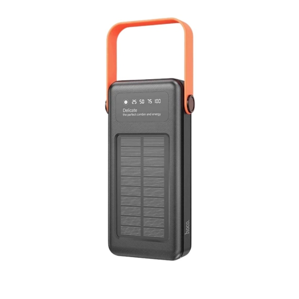 HOCO DB33 Power Bank 30000mAh Ηλιακό 12-σε-1 με Quick Charge 22.5W, 4 USB & Ενσωματωμένα Καλώδια – Μαύρο