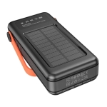 HOCO DB33 Power Bank 30000mAh Ηλιακό 12-σε-1 με Quick Charge 22.5W, 4 USB & Ενσωματωμένα Καλώδια – Μαύρο