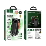 HOCO DB33 Power Bank 30000mAh Ηλιακό 12-σε-1 με Quick Charge 22.5W, 4 USB & Ενσωματωμένα Καλώδια – Μαύρο