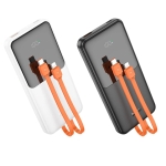 HOCO J119 Power Bank 10000mAh με Γρήγορη Φόρτιση 22.5W & PD 20W, Ενσωματωμένα Καλώδια και LED Οθόνη – Μαύρο