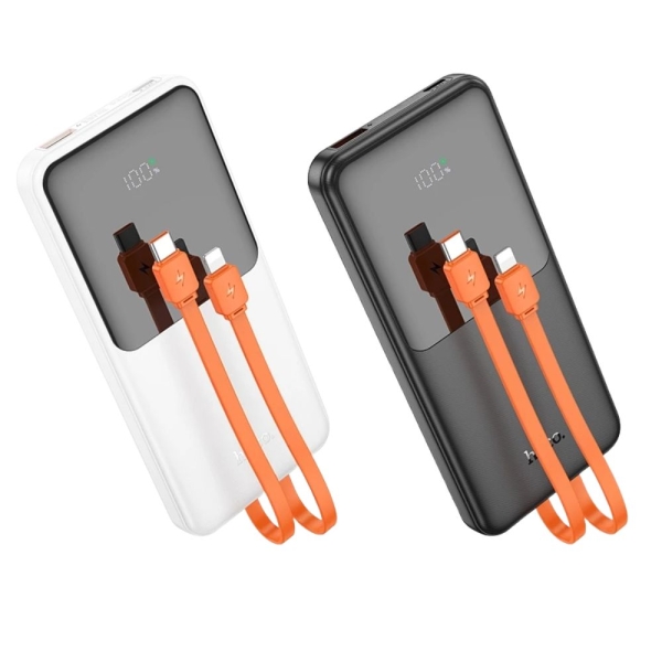 HOCO J119 Power Bank 10000mAh με Γρήγορη Φόρτιση 22.5W & PD 20W, Ενσωματωμένα Καλώδια και LED Οθόνη – Μαύρο