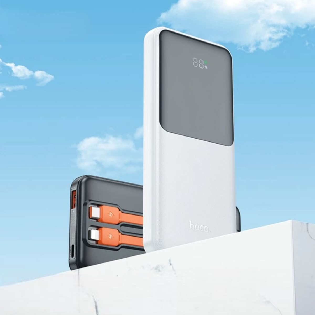 HOCO J119 Power Bank 10000mAh με Γρήγορη Φόρτιση 22.5W & PD 20W, Ενσωματωμένα Καλώδια και LED Οθόνη – Μαύρο