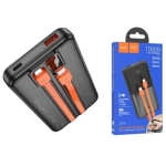 HOCO J119 Power Bank 10000mAh με Γρήγορη Φόρτιση 22.5W & PD 20W, Ενσωματωμένα Καλώδια και LED Οθόνη – Μαύρο