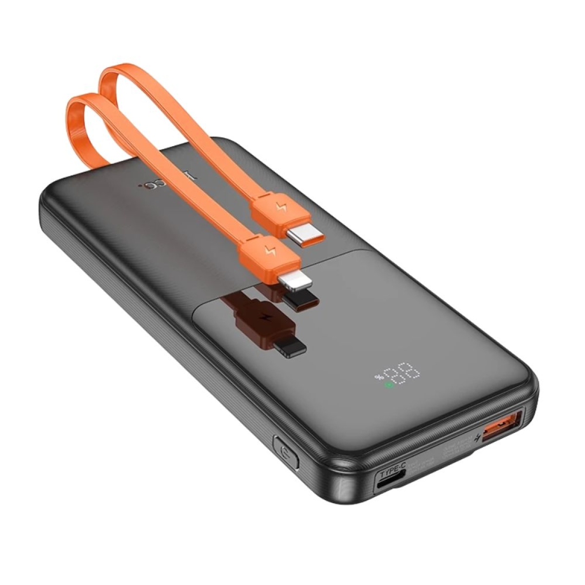 HOCO J119 Power Bank 10000mAh με Γρήγορη Φόρτιση 22.5W & PD 20W, Ενσωματωμένα Καλώδια και LED Οθόνη – Μαύρο