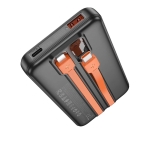 HOCO J119 Power Bank 10000mAh με Γρήγορη Φόρτιση 22.5W & PD 20W, Ενσωματωμένα Καλώδια και LED Οθόνη – Μαύρο