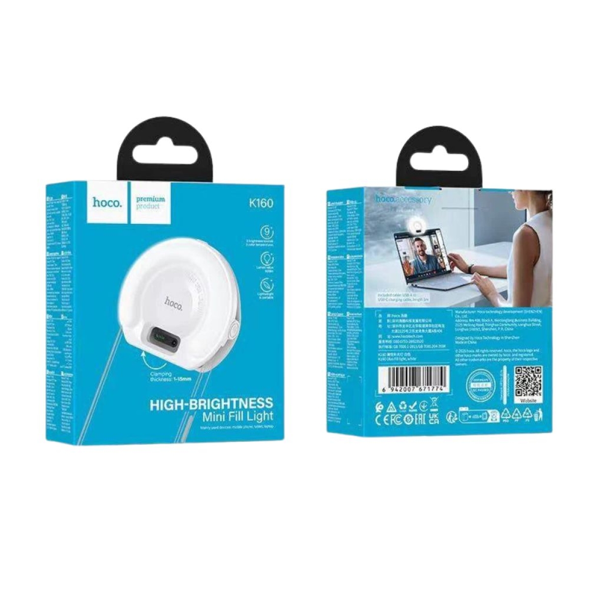 HOCO K160 Clip-On LED Fill Light για Live Streaming, Selfie & Video