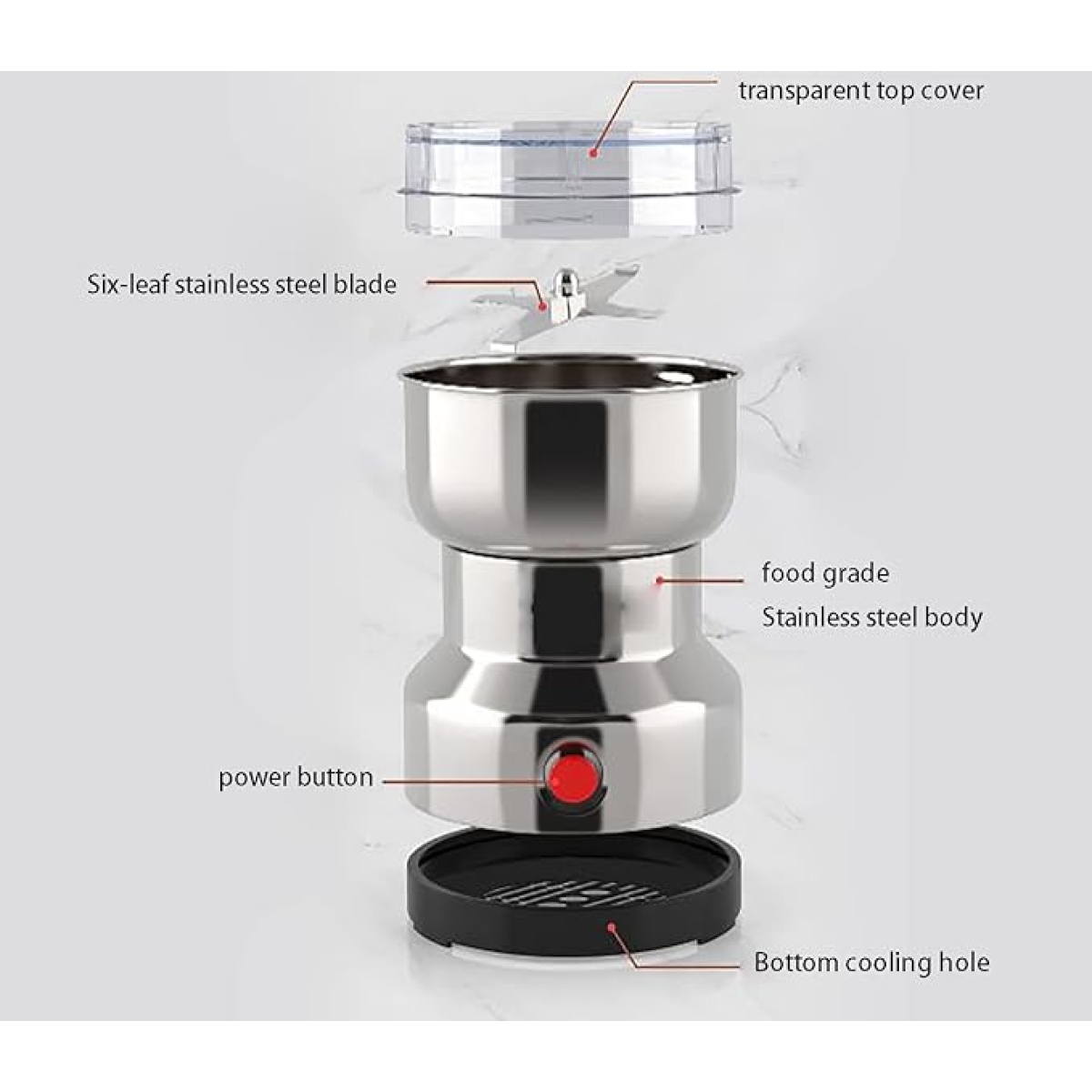 Ηλεκτρικός Μύλος Σιτηρών & Μπαχαρικών 200g 150W Inox - 8300 - Image 2
