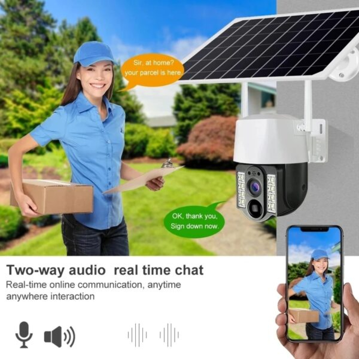 Ηλιακή Κάμερα Ασφαλείας WiFi 3MP Με PIR & Αμφίδρομη Επικοινωνία Aerbes AB-JK69-W - Image 2