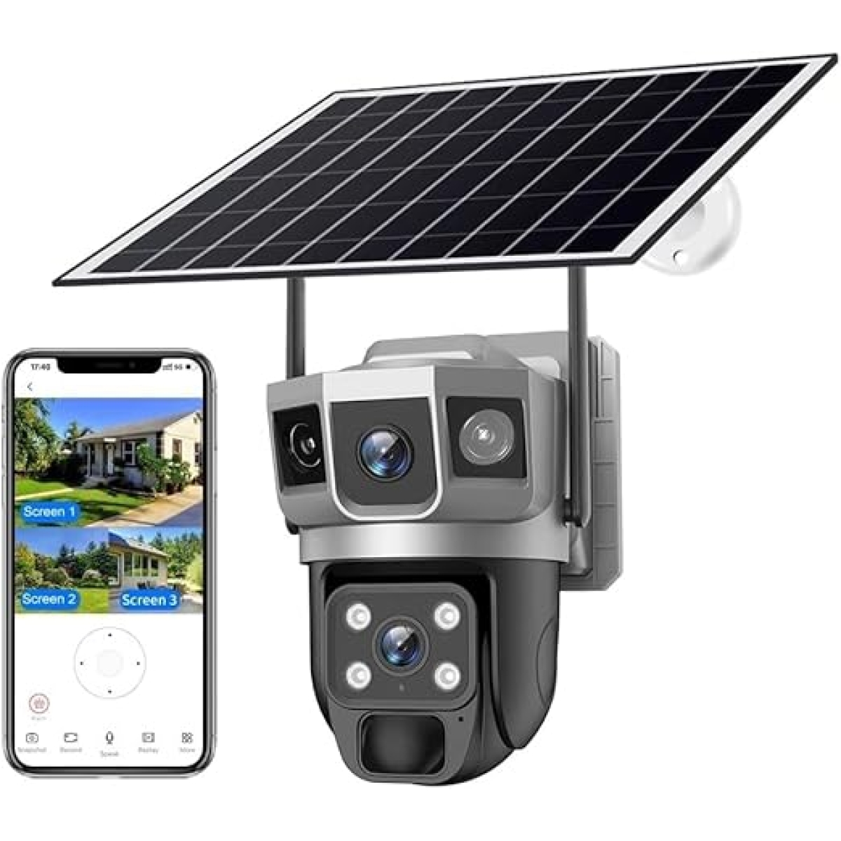 Ηλιακή Κάμερα Ασφαλείας Wifi 4MP PTZ Με Διπλό Φως Και Μπαταρία 8000mAh Aerbes AB-JK70-W - Image 6