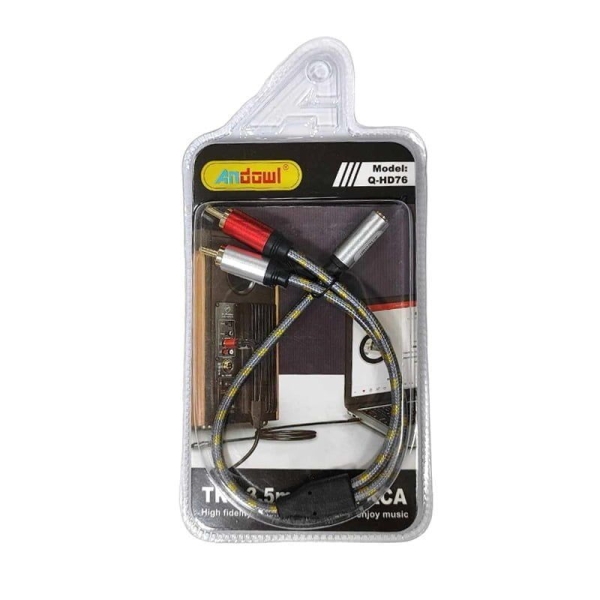 Καλώδιο Ήχου TRS 3.5mm Σε 2 RCA 2.5m Andowl Q-HD76