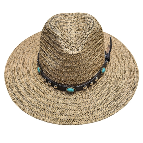 Καπέλο Ψαθόχαρτο Cowboy με Τιρκουάζ Πέτρες ø36cm SummerTiempo 623347