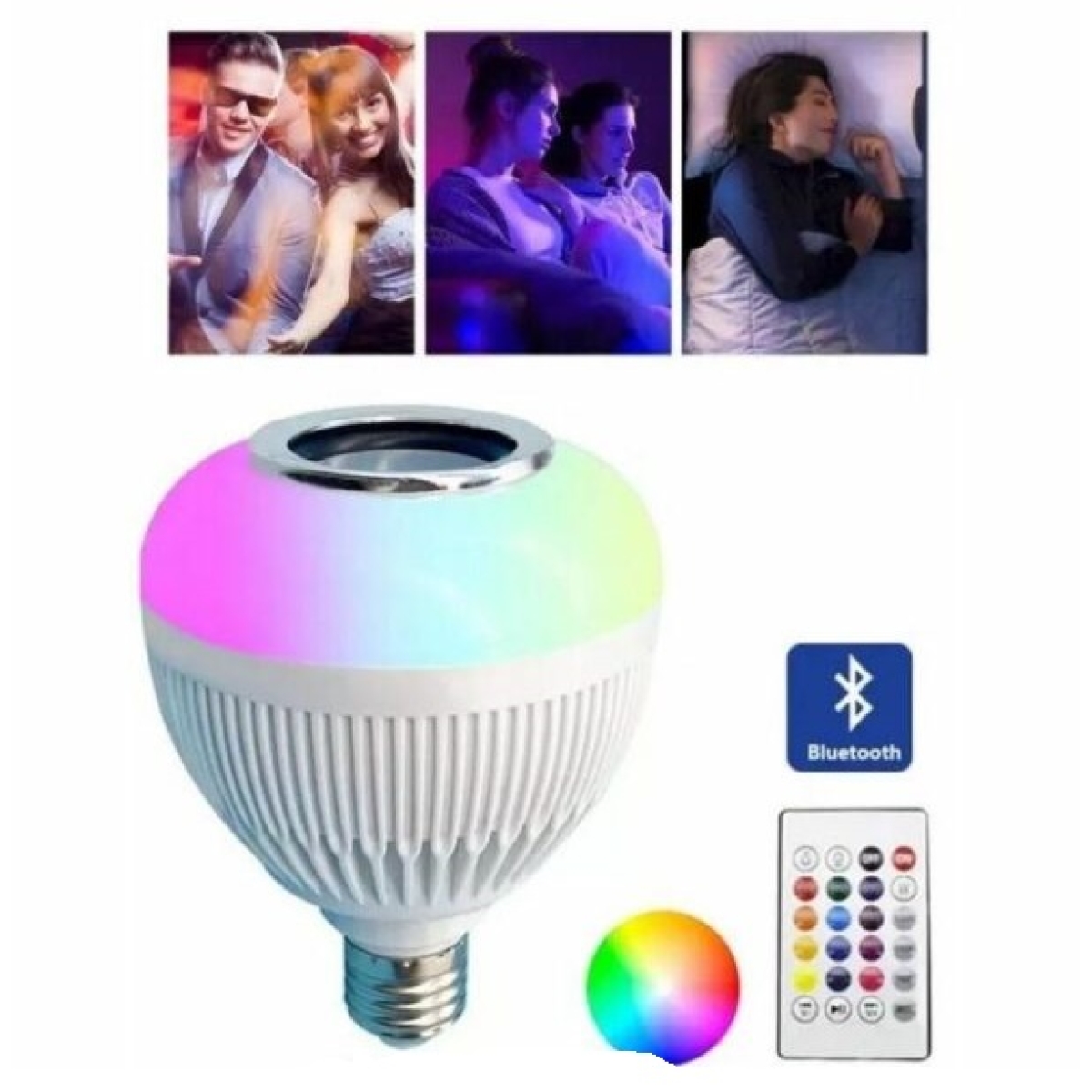 Λάμπα Μουσικής LED RGB 12W Με Ηχείο Bluetooth Και Τηλεχειριστήριο Aerbes AB-QP01 - Image 3