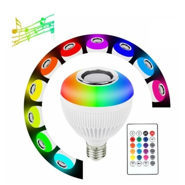 Λάμπα Μουσικής LED RGB 12W Με Ηχείο Bluetooth Και Τηλεχειριστήριο Aerbes AB-QP01